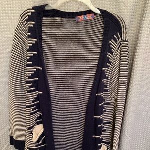 Thick, navy blue cardigan